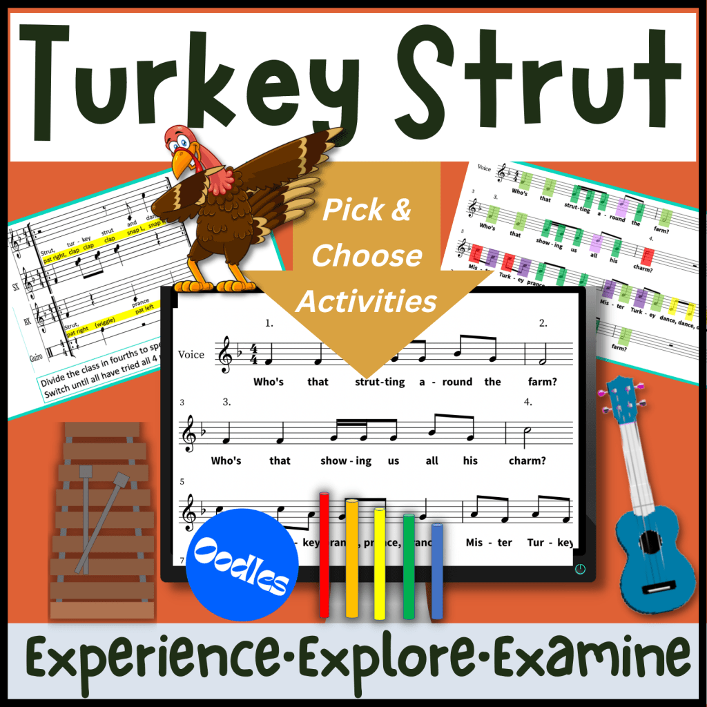 Turkey Strut Thanksgiving Song and Orff Arrangement Resource for November