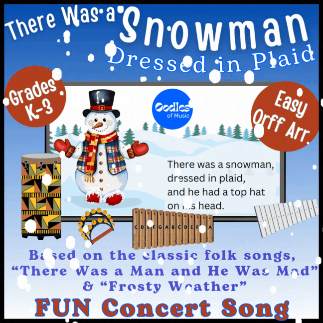 There Was a Snowman Dressed in Plaid Winter Christmas Holiday Song Orff Arrangement Cover