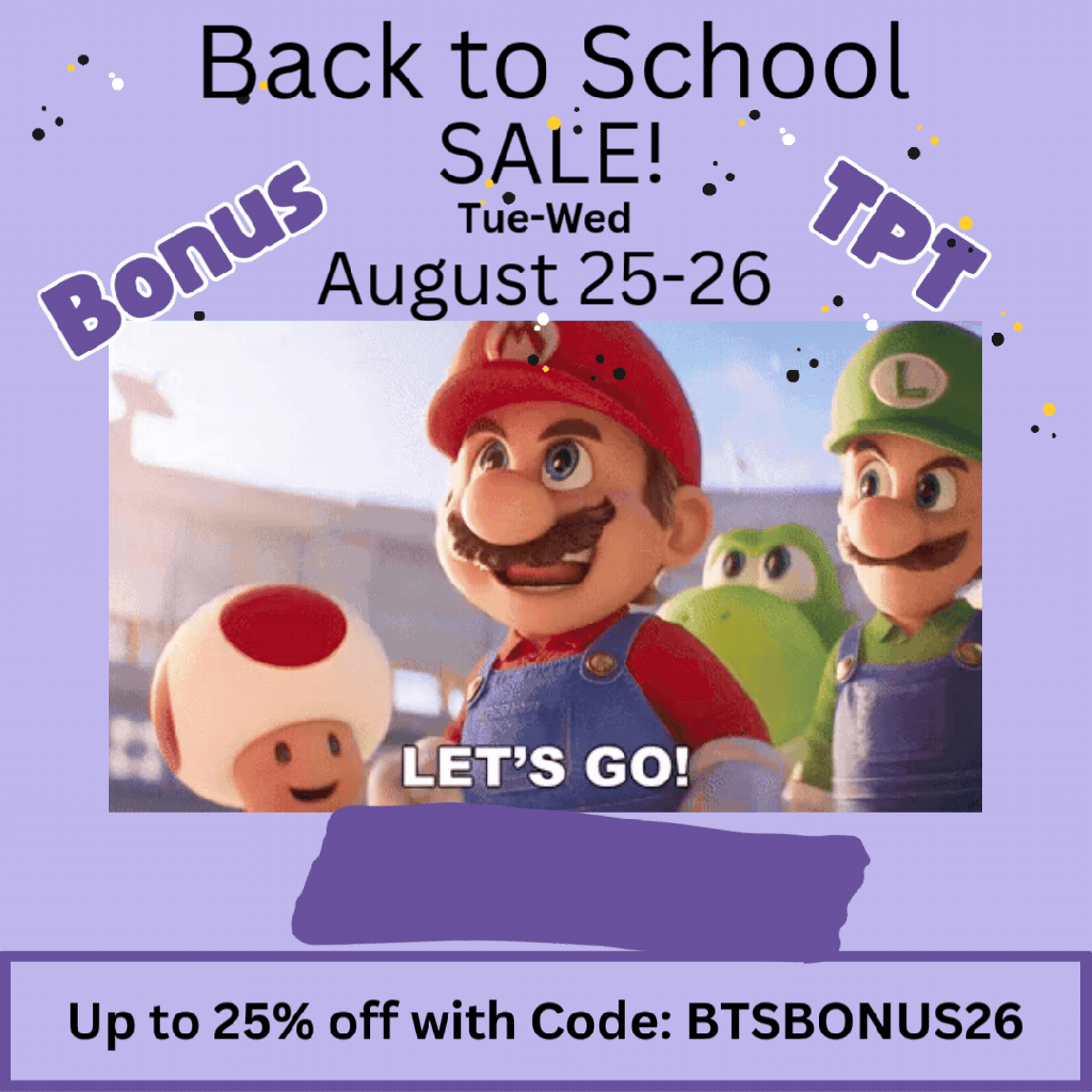 TPT Back to School bonus sale image